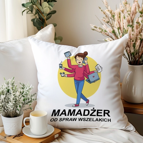 PODUSZKA 40x40cm DLA MAMY Z NADRUKIEM JASIEK NA PREZENT DZIEŃ MATKI MAMA