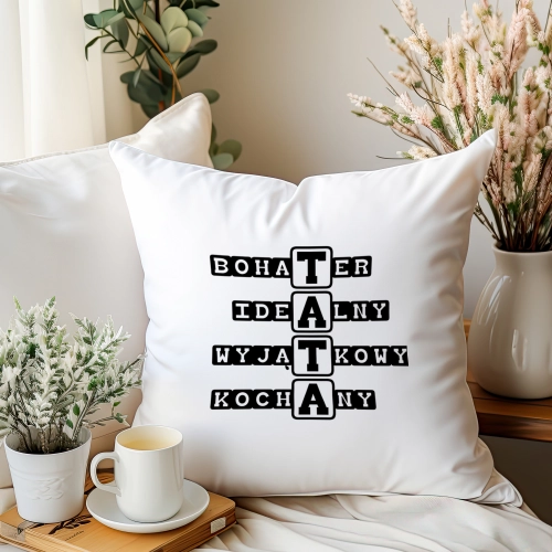 PODUSZKA 40x40cm DLA TATY Z NADRUKIEM JASIEK NA PREZENT DZIEŃ OJCA TATA