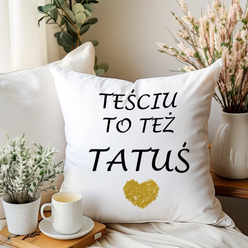 PODUSZKA 40x40cm DLA TATY Z NADRUKIEM JASIEK NA PREZENT DZIEŃ OJCA TATA