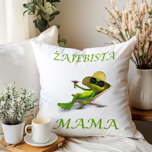 PODUSZKA 40x40cm DLA MAMY Z NADRUKIEM JASIEK NA PREZENT DZIEŃ MATKI MAMA