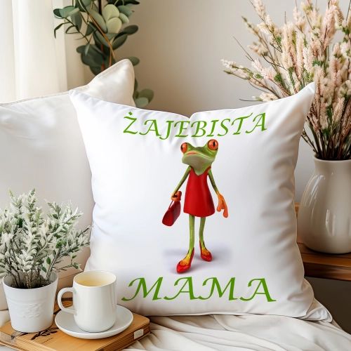PODUSZKA 40x40cm DLA MAMY Z NADRUKIEM JASIEK NA PREZENT DZIEŃ MATKI MAMA