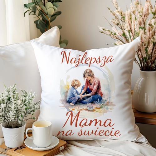 PODUSZKA 40x40cm DLA MAMY Z NADRUKIEM JASIEK NA PREZENT DZIEŃ MATKI MAMA