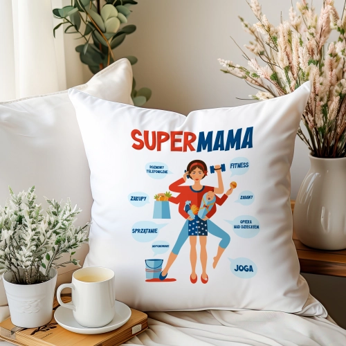 PODUSZKA 40x40cm DLA MAMY Z NADRUKIEM JASIEK NA PREZENT DZIEŃ MATKI MAMA