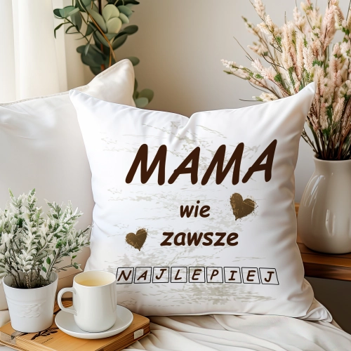 PODUSZKA 40x40cm DLA MAMY Z NADRUKIEM JASIEK NA PREZENT DZIEŃ MATKI MAMA