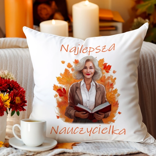 PODUSZKA 40x40 DZIEŃ NAUCZYCIELA WYCHOWAWCA PREZENT NAUCZYCIEL JASIEK NAUCZYCIELKA POLSKIEGO MATEMATYKI