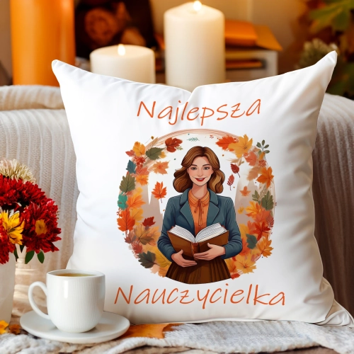 PODUSZKA 40x40 DZIEŃ NAUCZYCIELA WYCHOWAWCA PREZENT NAUCZYCIEL JASIEK NAUCZYCIELKA POLSKIEGO MATEMATYKI