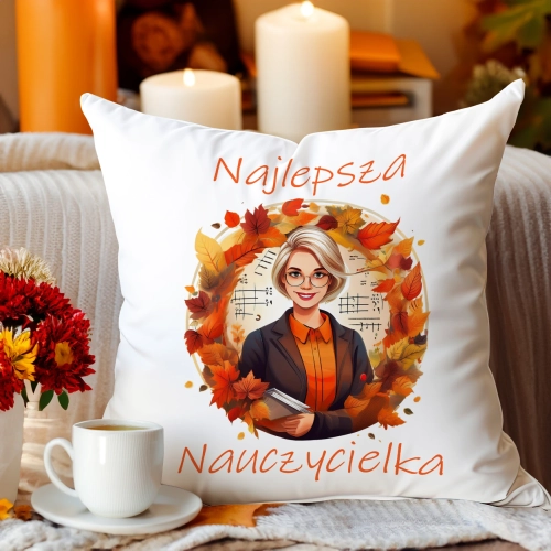 PODUSZKA 40x40 DZIEŃ NAUCZYCIELA WYCHOWAWCA PREZENT NAUCZYCIEL JASIEK NAUCZYCIELKA POLSKIEGO MATEMATYKI MUZYKI