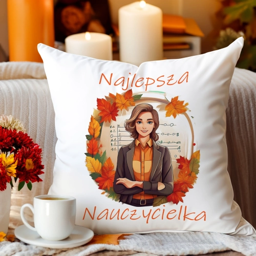 PODUSZKA 40x40 DZIEŃ NAUCZYCIELA WYCHOWAWCA PREZENT NAUCZYCIEL JASIEK NAUCZYCIELKA POLSKIEGO MATEMATYKI MUZYKI