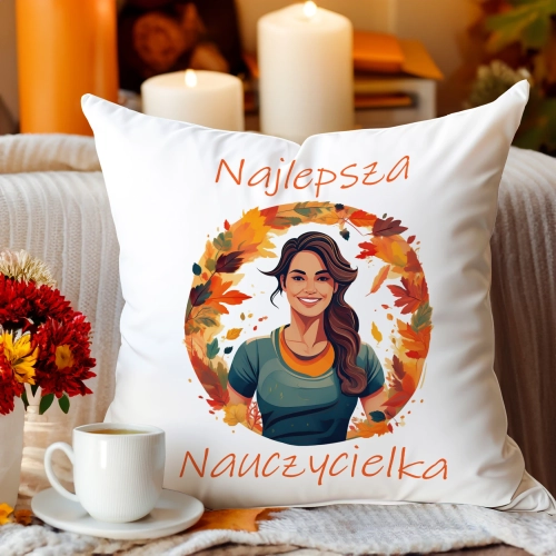 PODUSZKA 40x40 DZIEŃ NAUCZYCIELA WYCHOWAWCA PREZENT NAUCZYCIEL JASIEK NAUCZYCIELKA POLSKIEGO MATEMATYKI WF