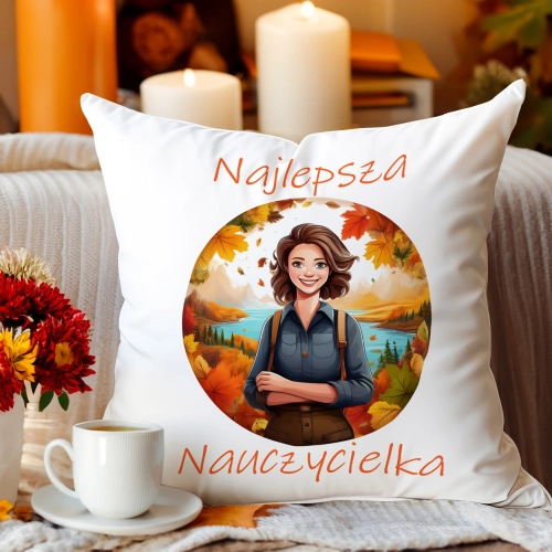 PODUSZKA 40x40 DZIEŃ NAUCZYCIELA WYCHOWAWCA PREZENT NAUCZYCIEL JASIEK NAUCZYCIELKA FIZYKI CHEMII MATEMATYKI GEOGRAFII PRZYRODY BIOLOGII