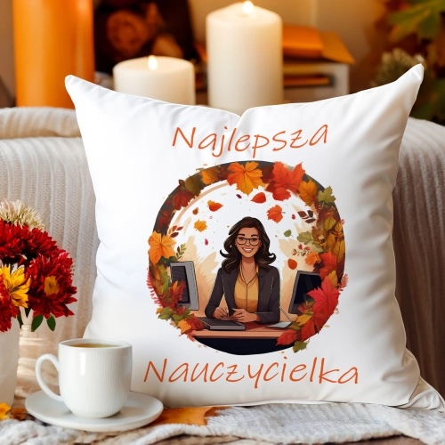 PODUSZKA 40x40 DZIEŃ NAUCZYCIELA WYCHOWAWCA PREZENT NAUCZYCIEL JASIEK NAUCZYCIELKA INFORMATYKI MATEMATYKI