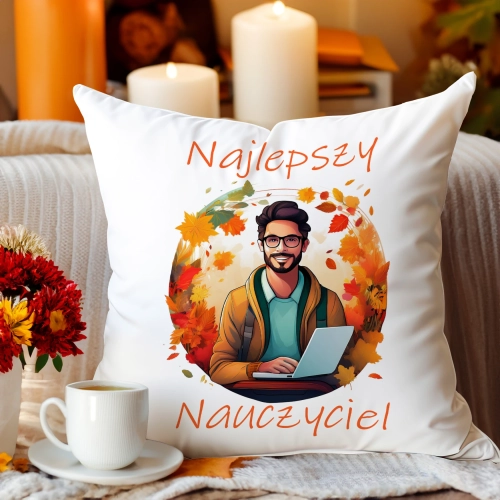 PODUSZKA 40x40 DZIEŃ NAUCZYCIELA WYCHOWAWCA PREZENT NAUCZYCIEL JASIEK NAUCZYCIELKA INFORMATYKI MATEMATYKI