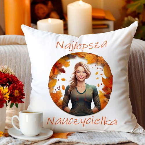 PODUSZKA 40x40 DZIEŃ NAUCZYCIELA WYCHOWAWCA PREZENT NAUCZYCIEL JASIEK NAUCZYCIELKA WF GEOGRAFI