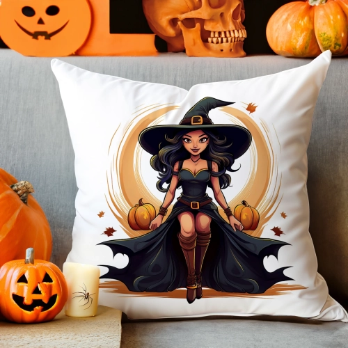 POSZEWKA DEKORACYJNA 40x40 JASIEK OZDOBNA HALLOWEENOWA HALLOWEEN DYNIA CZAROWNICA WIEDŹMA NIETOPERZE