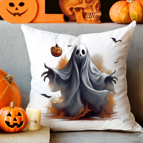 POSZEWKA DEKORACYJNA HALLOWEEN VELVET 40x40 WELUROWA DUCH ZJAWA
