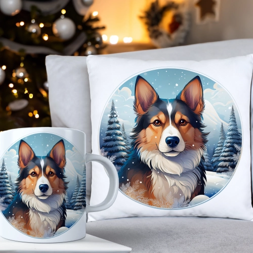 ŚWIĄTECZNY KOMPLET PODUSZKA 40x40 I KUBEK NA ŚWIĘTA MIKOŁAJ RENIFER PREZENT