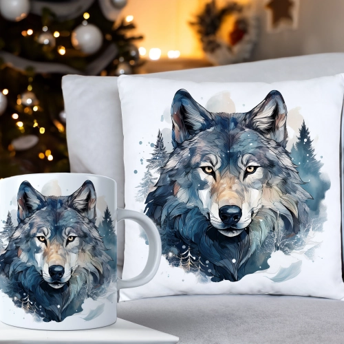 ŚWIĄTECZNY KOMPLET PODUSZKA 40x40 I KUBEK NA ŚWIĘTA MIKOŁAJ RENIFER PREZENT