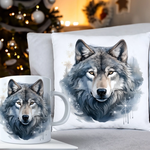 ŚWIĄTECZNY KOMPLET PODUSZKA 40x40 I KUBEK NA ŚWIĘTA MIKOŁAJ RENIFER PREZENT