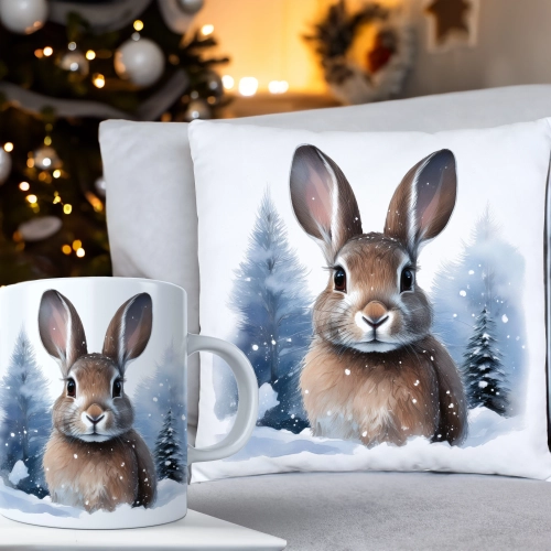 ŚWIĄTECZNY KOMPLET PODUSZKA 40x40 I KUBEK NA ŚWIĘTA MIKOŁAJ RENIFER PREZENT