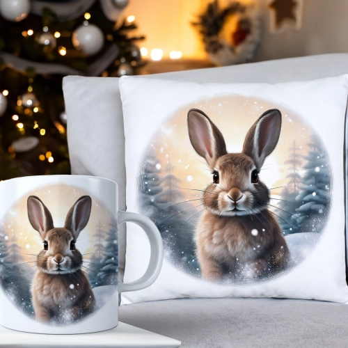 ŚWIĄTECZNY KOMPLET PODUSZKA 40x40 I KUBEK NA ŚWIĘTA MIKOŁAJ RENIFER PREZENT