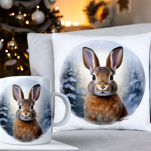 ŚWIĄTECZNY KOMPLET PODUSZKA 40x40 I KUBEK NA ŚWIĘTA MIKOŁAJ RENIFER PREZENT