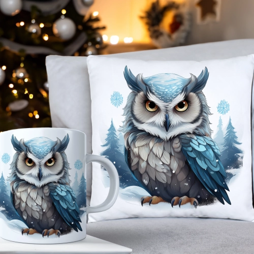 ŚWIĄTECZNY KOMPLET PODUSZKA 40x40 I KUBEK NA ŚWIĘTA MIKOŁAJ RENIFER PREZENT