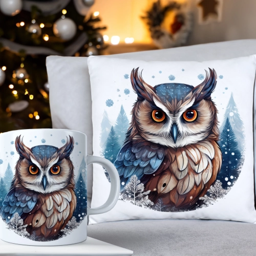 ŚWIĄTECZNY KOMPLET PODUSZKA 40x40 I KUBEK NA ŚWIĘTA MIKOŁAJ RENIFER PREZENT