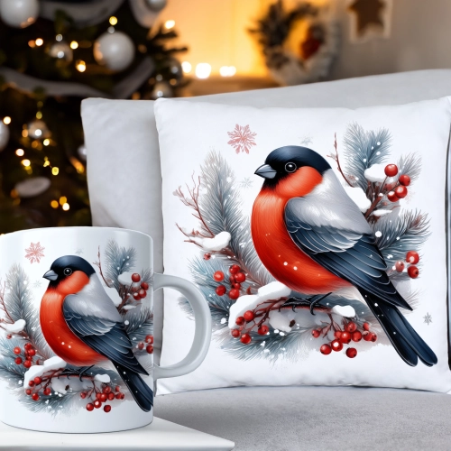 ŚWIĄTECZNY KOMPLET PODUSZKA 40x40 I KUBEK NA ŚWIĘTA MIKOŁAJ RENIFER PREZENT