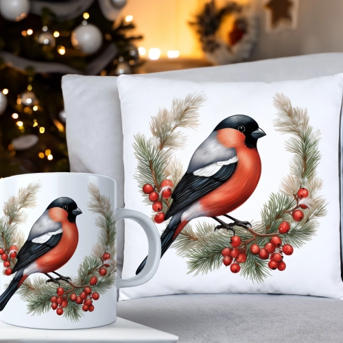 ŚWIĄTECZNY KOMPLET PODUSZKA 40x40 I KUBEK NA ŚWIĘTA MIKOŁAJ RENIFER PREZENT