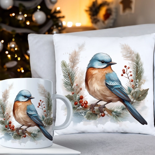 ŚWIĄTECZNY KOMPLET PODUSZKA 40x40 I KUBEK NA ŚWIĘTA MIKOŁAJ RENIFER PREZENT