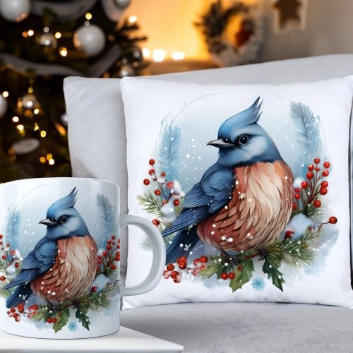 ŚWIĄTECZNY KOMPLET PODUSZKA 40x40 I KUBEK NA ŚWIĘTA MIKOŁAJ RENIFER PREZENT