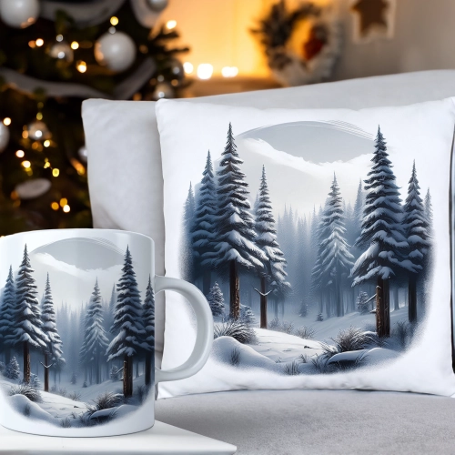 ŚWIĄTECZNY KOMPLET PODUSZKA 40x40 I KUBEK NA ŚWIĘTA MIKOŁAJ RENIFER PREZENT