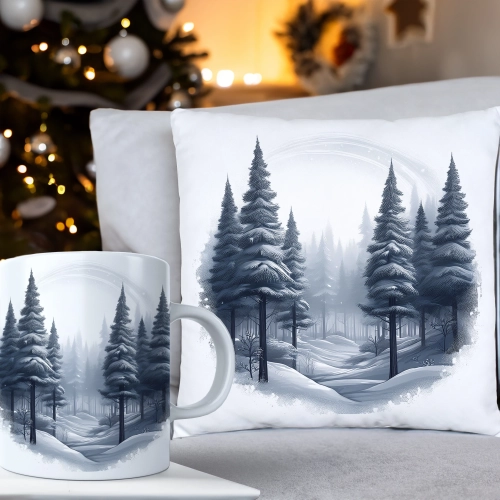 ŚWIĄTECZNY KOMPLET PODUSZKA 40x40 I KUBEK NA ŚWIĘTA MIKOŁAJ RENIFER PREZENT