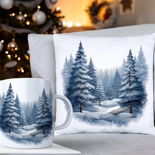 ŚWIĄTECZNY KOMPLET PODUSZKA 40x40 I KUBEK NA ŚWIĘTA MIKOŁAJ RENIFER PREZENT