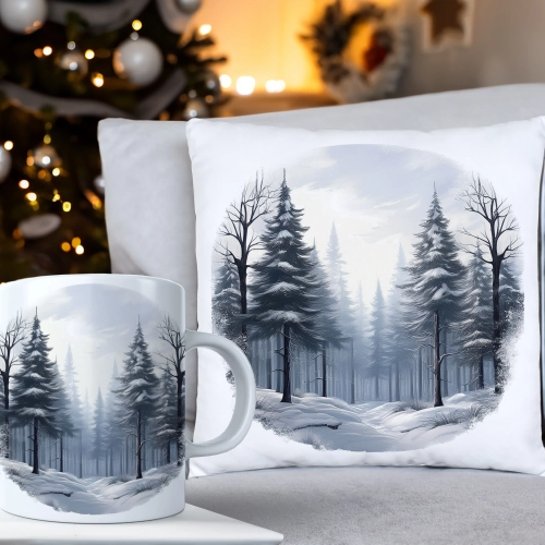 ŚWIĄTECZNY KOMPLET PODUSZKA 40x40 I KUBEK NA ŚWIĘTA MIKOŁAJ RENIFER PREZENT