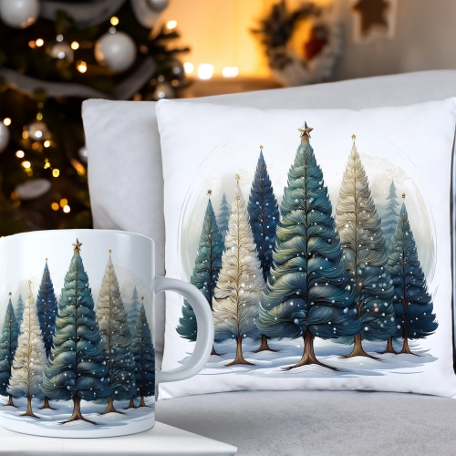 ŚWIĄTECZNY KOMPLET PODUSZKA 40x40 I KUBEK NA ŚWIĘTA MIKOŁAJ RENIFER PREZENT