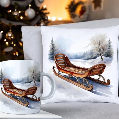 ŚWIĄTECZNY KOMPLET PODUSZKA 40x40 I KUBEK NA ŚWIĘTA MIKOŁAJ RENIFER PREZENT