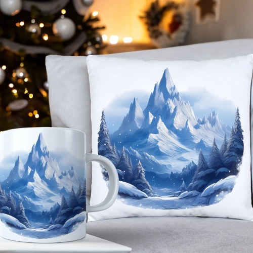 ŚWIĄTECZNY KOMPLET PODUSZKA 40x40 I KUBEK NA ŚWIĘTA MIKOŁAJ RENIFER PREZENT