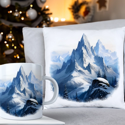 ŚWIĄTECZNY KOMPLET PODUSZKA 40x40 I KUBEK NA ŚWIĘTA MIKOŁAJ RENIFER PREZENT