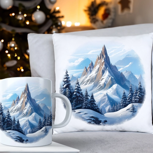 ŚWIĄTECZNY KOMPLET PODUSZKA 40x40 I KUBEK NA ŚWIĘTA MIKOŁAJ RENIFER PREZENT