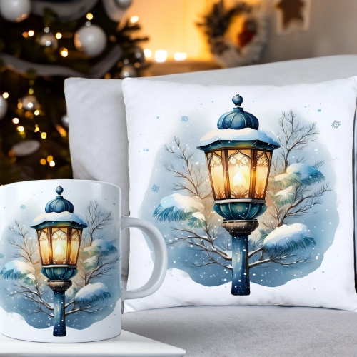 ŚWIĄTECZNY KOMPLET PODUSZKA 40x40 I KUBEK NA ŚWIĘTA MIKOŁAJ RENIFER PREZENT