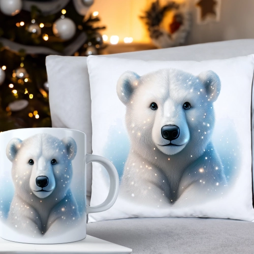 ŚWIĄTECZNY KOMPLET PODUSZKA 40x40 I KUBEK NA ŚWIĘTA MIKOŁAJ RENIFER PREZENT