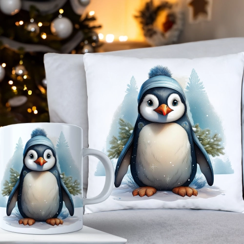 ŚWIĄTECZNY KOMPLET PODUSZKA 40x40 I KUBEK NA ŚWIĘTA MIKOŁAJ RENIFER PREZENT