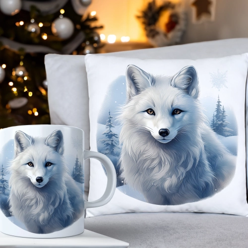 ŚWIĄTECZNY KOMPLET PODUSZKA 40x40 I KUBEK NA ŚWIĘTA MIKOŁAJ RENIFER PREZENT