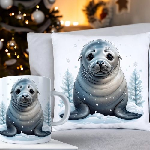 ŚWIĄTECZNY KOMPLET PODUSZKA 40x40 I KUBEK NA ŚWIĘTA MIKOŁAJ RENIFER PREZENT