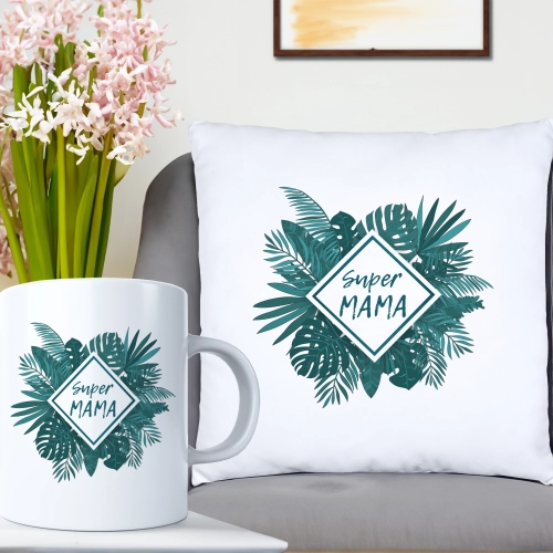 KOMPLET DLA MAMY PODUSZKA 40X40CM + KUBEK 330ml NA PREZENT DZIEŃ MATKI MAMA