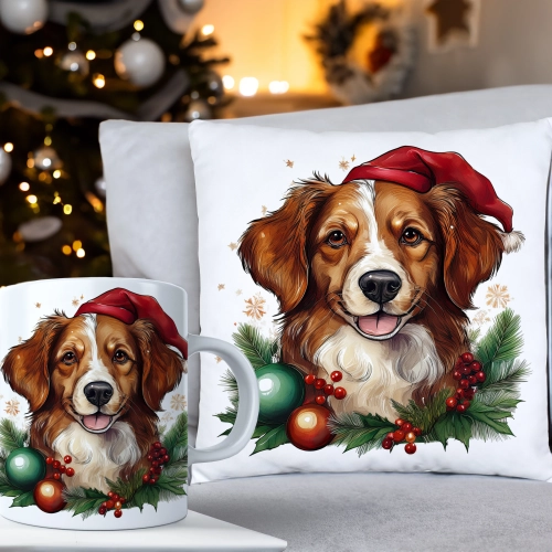 ŚWIĄTECZNY KOMPLET PODUSZKA 40x40 I KUBEK NA ŚWIĘTA MIKOŁAJ RENIFER PREZENT