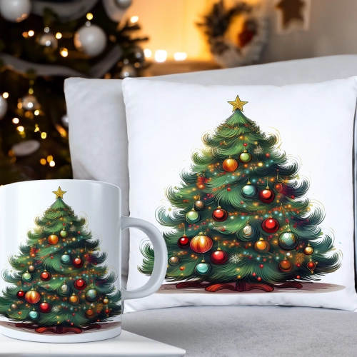 ŚWIĄTECZNY KOMPLET PODUSZKA 40x40 I KUBEK NA ŚWIĘTA MIKOŁAJ RENIFER PREZENT