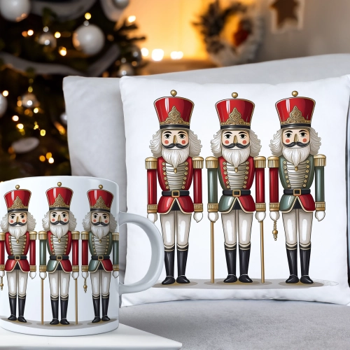ŚWIĄTECZNY KOMPLET PODUSZKA 40x40 I KUBEK NA ŚWIĘTA MIKOŁAJ RENIFER PREZENT