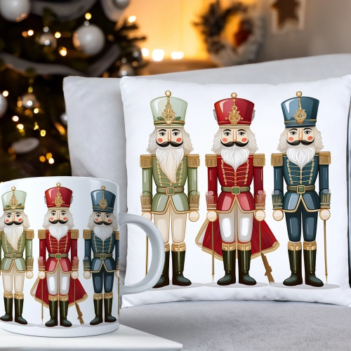 ŚWIĄTECZNY KOMPLET PODUSZKA 40x40 I KUBEK NA ŚWIĘTA MIKOŁAJ RENIFER PREZENT